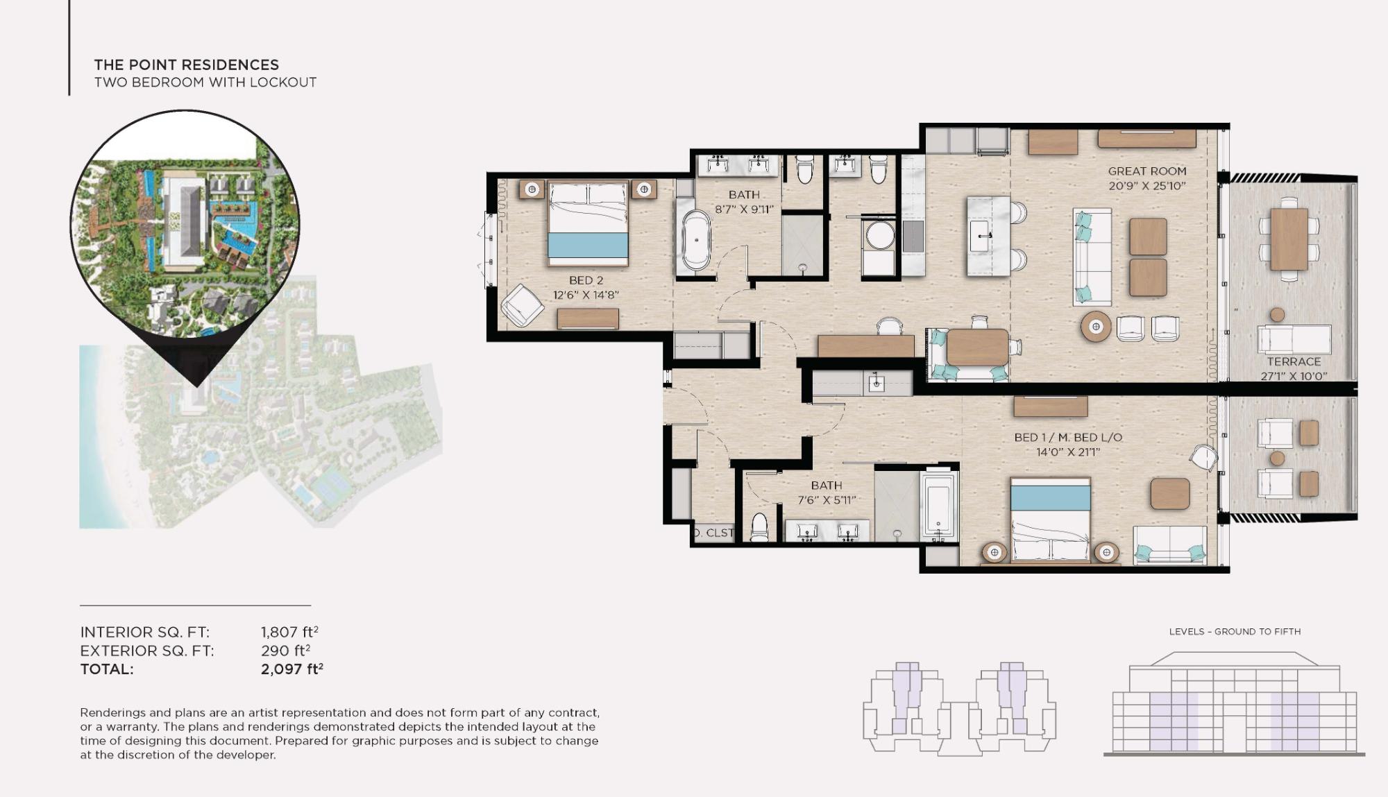 2BR THE POINT Beach level with plunge pool